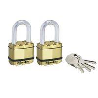 Master Lock Excell Steel 4-Pin Tumbler Cylinder Open Shackle Padlock (W)50mm Pack of 2