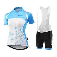 Malciklo Cycling Jersey with Shorts Women\'s Short Sleeve Bike Bib Tights Jersey Padded Shorts/Chamois Clothing SuitsAnatomic Design