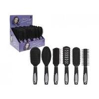 matte black with silver trim hair brushes 6 assorted styles