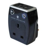 masterplug black gloss 13a surge adaptor