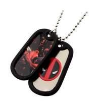 Marvel Comics Deadpool Logo and Pose Dog Tags With Black Rubber Rims