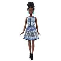 mattel barbie doll fashionistas 25 blue brocade petite dark skin dmf27
