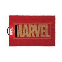 marvel comics gold main logo door mat red gp85025