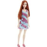 Mattel Barbie Doll - Blue Dress With Red &white Flowers Red Hair (dvx91)