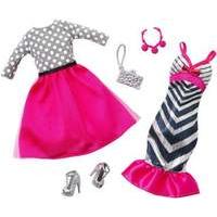 mattel barbie fashion pack black silver dress and pink skirt with dot  ...