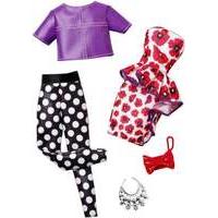 mattel barbie fashion pack floral dress and purple blouse dot trousers ...