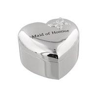 Maid Of Honour Silver Plated Heart Jewellery Trinket Box