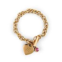 Matte Gold Toggle Charm Bracelet with Gemstone Charm - Garnet (january)