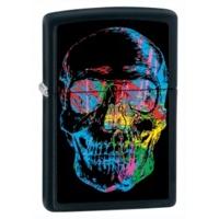 Matte Black X-ray Skull Zippo Lighter