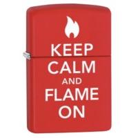 Matte Red Keep Calm And Flame On Zippo Lighter