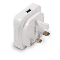 Masterplug USB Compact Power Socket Charging Adapter (White)