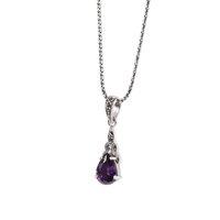 Marcasite and Amethyst (Cubic Zircona) Drop Pendant