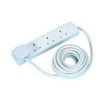 Masterplug 4-Way Compact Power Socket with 5m Extension Lead (White)