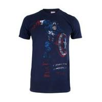 Marvel Men\'s Captain America T-Shirt - Navy - M