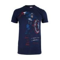 marvel mens captain america t shirt navy m