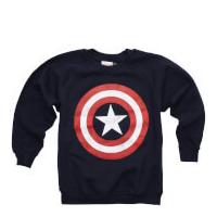 Marvel Boys\' Captain America Distress Shield Sweatshirt - Navy - 7-8 Years