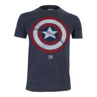 Marvel Boys\' Captain America Shield T-Shirt - Heather Navy - 9-10 Years