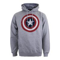 Marvel Men\'s Captain America Sheild Hoody - Light Grey Marl - L