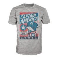 Marvel Captain America Poster Pop! T-Shirt - Grey - XL