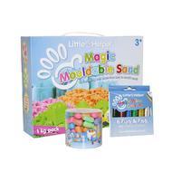 Magic Mouldable Sand 1kg Pack with Magic Wipe Crayons 6 pack and Marvellous Maize 100 pcs Bundle