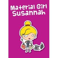 material girl cartoon personalised card