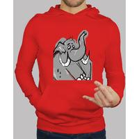 man hooded sweater red elephant
