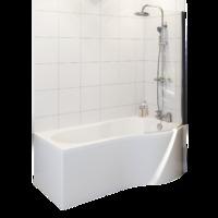 Madison Right Hand P-Shaped Shower Bath, Front Panel and Screen - 1700mm x 850