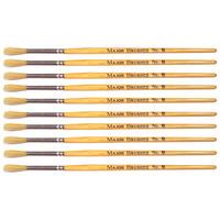 major brushes hog bristle short hand round tip size 8 pack of 10