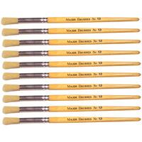 Major Brushes Hog Bristle Short Hand Round Tip Size 12 Pack 10