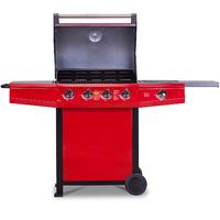 Master Cook Red 4 Burner BBQ with Side Burner in Red