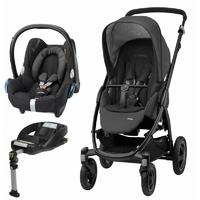 Maxi Cosi Stella 2in1 Cabriofix Travel System With Easyfix Base-Black Raven (NEW)