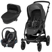 Maxi Cosi Stella 3in1 Cabriofix Travel System With Matching Carseat & Carrycot-Black Raven (NEW)