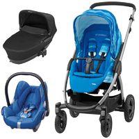 Maxi Cosi Stella 3in1 Cabriofix Travel System With Matching Carseat & Black Carrycot-Watercolour Blue (NEW)