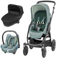 Maxi Cosi Stella 3in1 Cabriofix Travel System With Matching Carseat & Black Carrycot-Nomad Green (NEW)