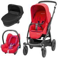 Maxi Cosi Stella 3in1 Cabriofix Travel System With Matching Carseat & Black Carrycot-Red Orchid (NEW)