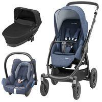 Maxi Cosi Stella 3in1 Cabriofix Travel System With Matching Carseat & Black Carrycot-Nomad Blue (NEW)