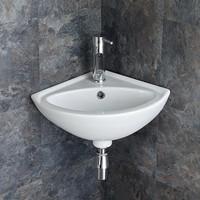 Madeira Wall Mounted Cloakroom Corner Basin 34cm by 34cm