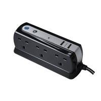 Masterplug SRGDU62PB USB Charging Surge Protected 2m Extension Lead Power Block with 6 Sockets