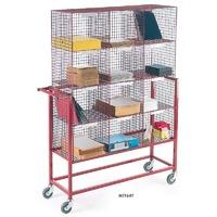 Mail Sorter Trolley with 12 mesh compartments