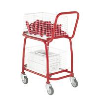 mailroom trolley with 2 removable baskets 2 tiers