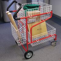 mailroom trolley with comfort grip handles