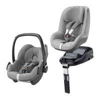 Maxi-Cosi Pebble in Concrete Grey and Pearl Car Seat in Concrete Grey with Familyfix Isofix Base