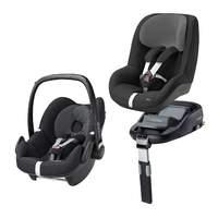 Maxi-Cosi Pebble in Black Raven and Pearl Car Seat in Black Raven with Familyfix Isofix Base