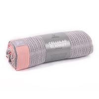 Mama Designs Cellular Cot Blanket Grey with Pink Trim