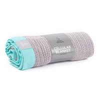 Mama Designs Cellular Cot Blanket Grey with Turquoise Trim