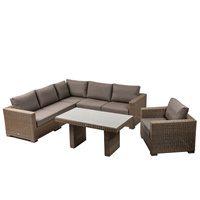 MAUI OUTDOOR RATTAN CORNER SET in Light Brown