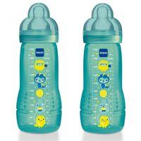 mam twin pack baby bottle 330ml boys colours