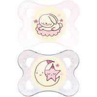 Mam Night Soother 2 Pack 0 Months + Girls Colours