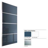 Made to Measure Minimalist 4 Panel Pure White & Blue Shadow Glass Sliding Wardrobe Door (W)550-740mm