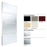 Made to Measure Minimalist 4 Panel Glass & Mirror Sliding Wardrobe Door (W)914-1059mm